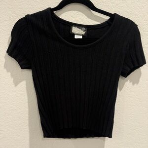 Black Ribbed Knit Top